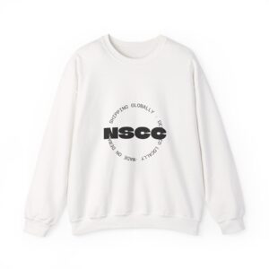 NSCC Circle Logo Crewneck Sweatshirt — Minimal White Graphic Pullover